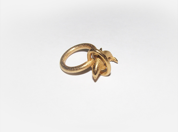 Dolplin Ring (US Size12) in Polished Gold Steel