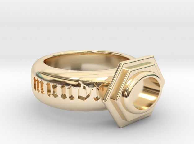 Ring "Sic Transit Gloria Mundi" in 14k Gold Plated Brass: 8 / 56.75