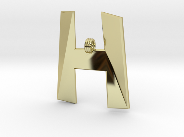 Distorted letter H in 18k Gold Plated Brass