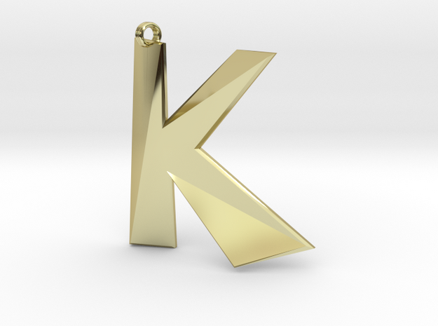 Distorted letter K in 18k Gold Plated Brass