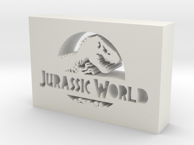 Jurassic World Logo in White Natural Versatile Plastic