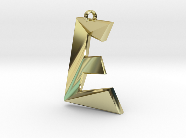 Distorted letter E in 18k Gold Plated Brass