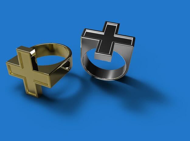 Plus Ring V2 in Polished Bronzed Silver Steel: 7.5 / 55.5