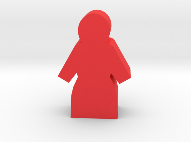 Worker Meeple, Female in Red Processed Versatile Plastic