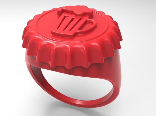 Beer Cap Ring Pl in Red Processed Versatile Plastic: 10 / 61.5