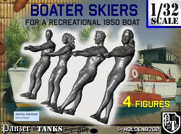 1-32 Recreation Boat Skiers Set 3 in Tan Fine Detail Plastic