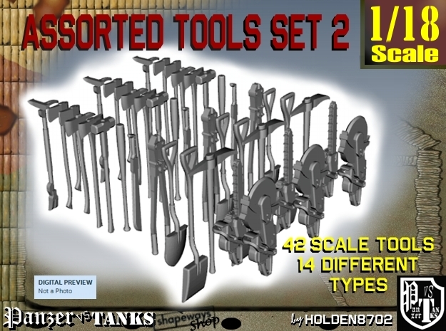 1-18 Assorted Tools Set2 in Smooth Fine Detail Plastic
