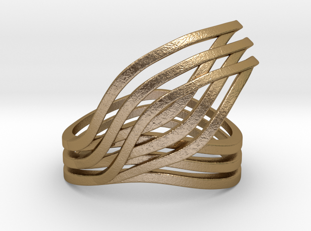 Leaves ring in Polished Gold Steel