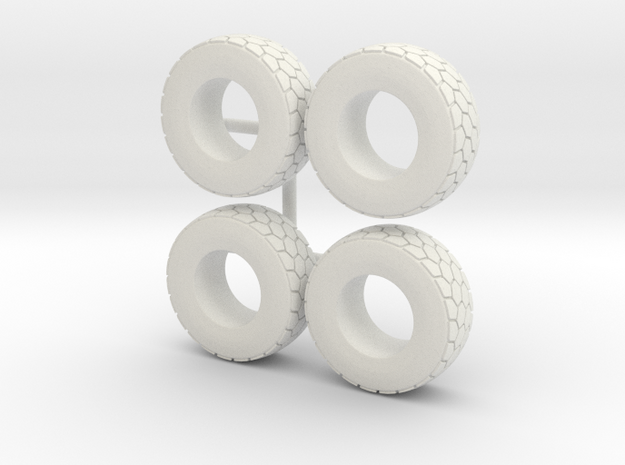 1/64 Wheel loader tires in White Natural Versatile Plastic
