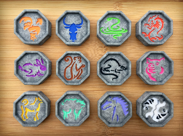 Chinese Zodiac Talismans in Full Color Sandstone