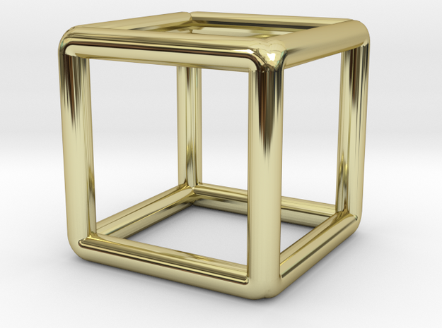 Building Cube Pendant in 18k Gold Plated Brass