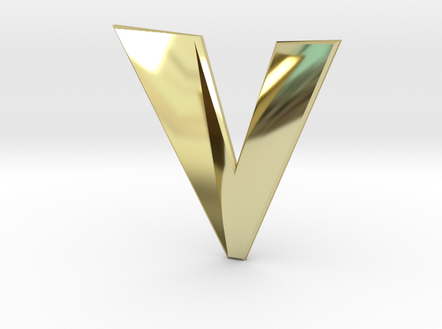 Distorted letter V in 18k Gold Plated Brass