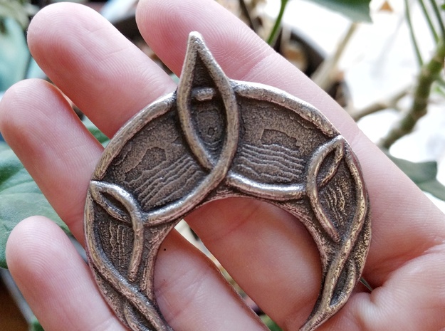 Mani Pendant in Polished Bronzed Silver Steel