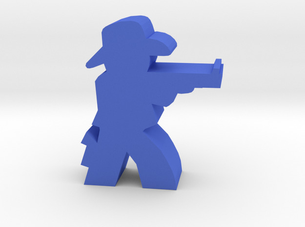 Game Piece, Cowboy, Aiming Rifle in Blue Processed Versatile Plastic