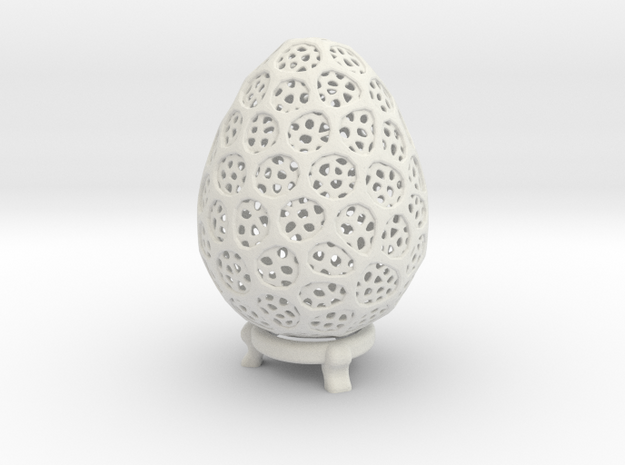 Double Voronoi Easter Egg in White Natural Versatile Plastic
