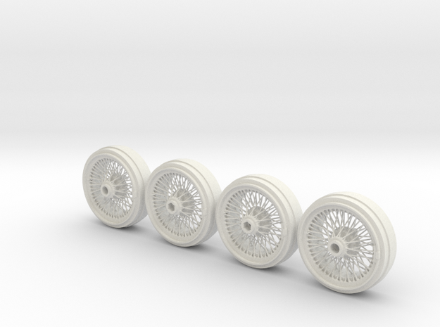 Full set of 1/8 scale Wire Wheels for DB5 in White Natural Versatile Plastic