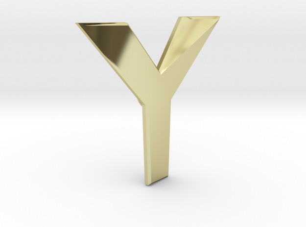 Distorted letter Y in 18k Gold Plated Brass