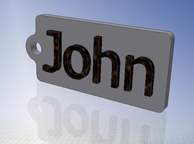 Name Tag John Key chain Fob Zipper 50x25x5mm in Matte Black Steel