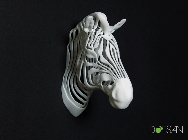 3D Printed Wired Life Zebra Trophy Head Wall in White Natural Versatile Plastic