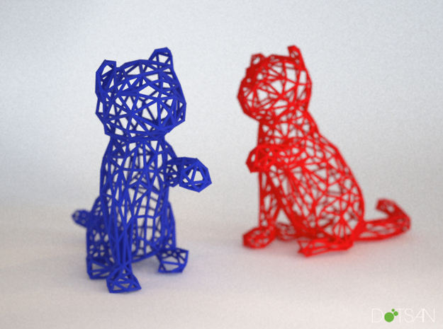 3D Wire Kitten (Not Exploding Kittens) in White Natural Versatile Plastic