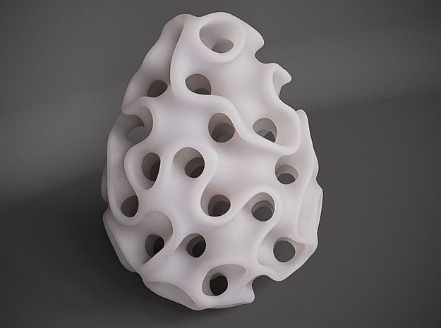 Gyroid Egg in White Natural Versatile Plastic