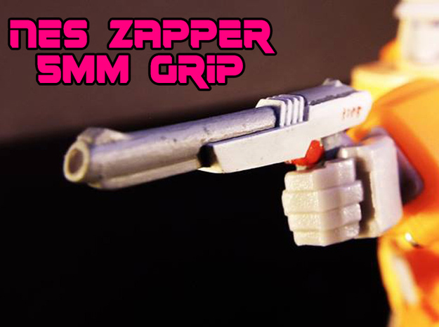 NES Inspired Zapper Gun w' 5mm Grip in White Natural Versatile Plastic: Large