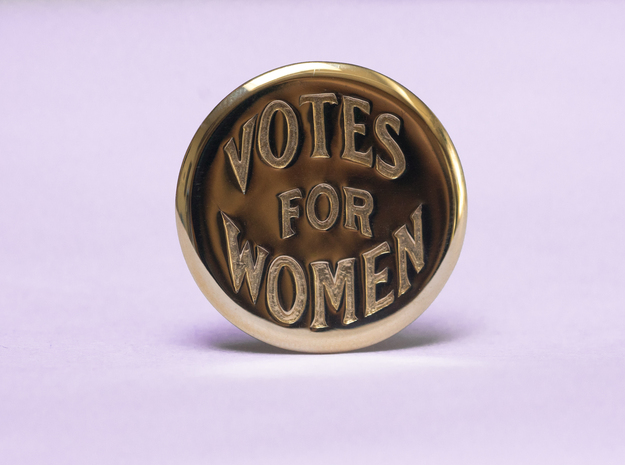 Engraved Votes For Women Clip Button in Polished Brass