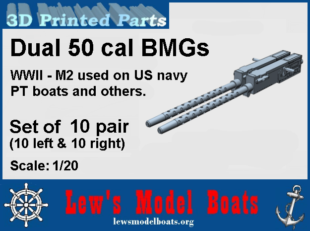 PT Boat dual 50 cal BMG - 1/20 scale in Tan Fine Detail Plastic