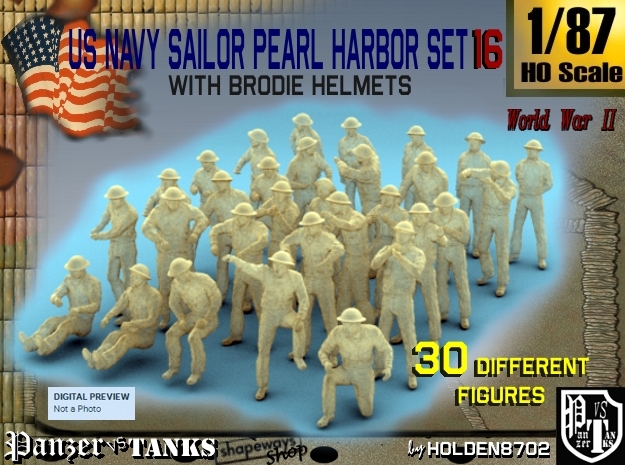 1-87 US Navy Pearl Harbor Set 16 in Tan Fine Detail Plastic