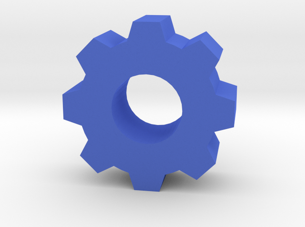 Game Piece Gear in Blue Processed Versatile Plastic