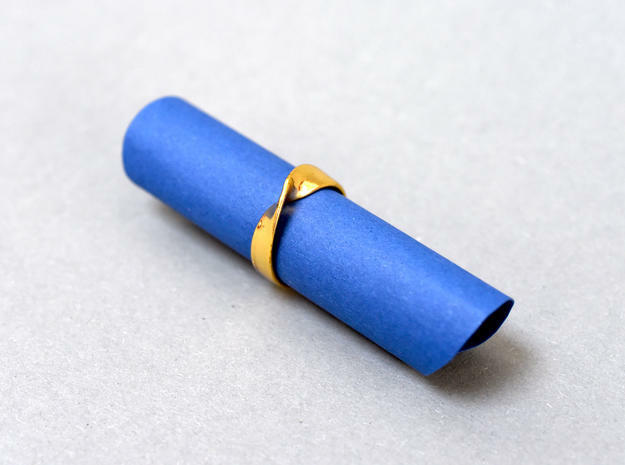 Moebius Strip ring in Polished Brass: 7 / 54