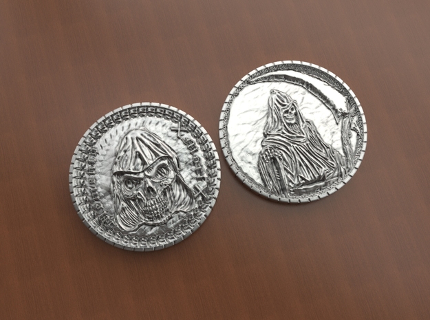 Memento Mori Coin in Natural Silver