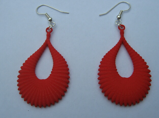 Fifty Ellipsoid Earrings in Red Processed Versatile Plastic