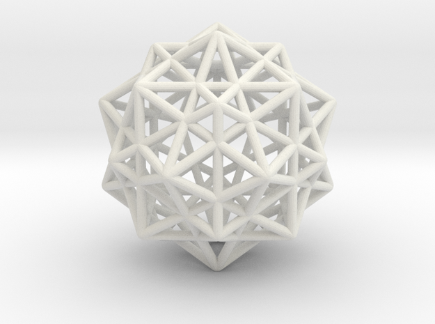 Icosahedron with Star Faced Dodecahedron in White Natural Versatile Plastic