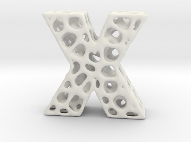 Voronoi Letter ( alphabet ) X in White Natural Versatile Plastic