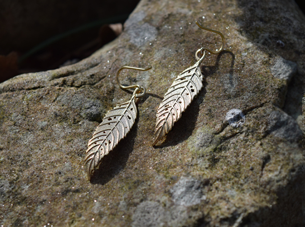 Ash Leaf Earrings in 18k Gold Plated Brass