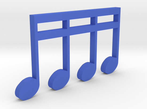 Music Pendant - 4 Sixteenth Notes in Blue Processed Versatile Plastic