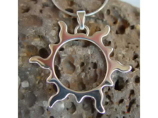 Sun Flare Pendant in Polished Silver (Interlocking Parts)
