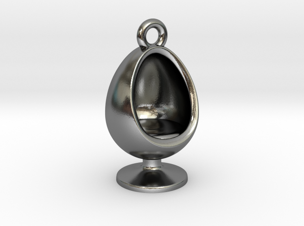 60s Inspired Series- Egg Chair Charm in Polished Silver