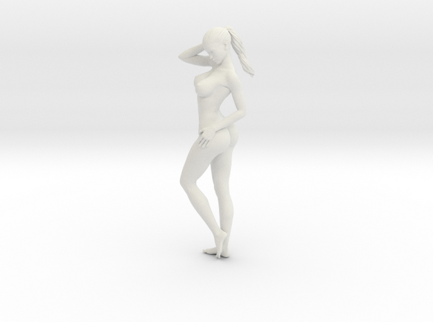 Long Ponytail Girl-032 in White Natural Versatile Plastic