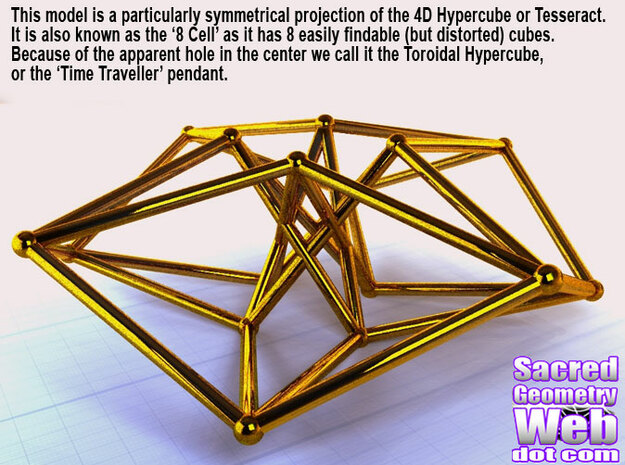 Toroidal Hypercube 50mm 1mm Time Traveller * in Natural Brass