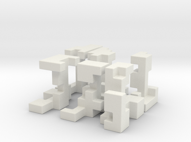 Cubed Burr II 6 cm version in White Natural Versatile Plastic