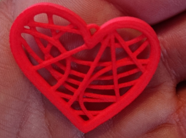 Heart pendant in Red Processed Versatile Plastic