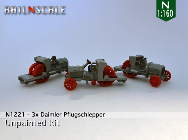 3x Daimler Pflugschlepper als Ladegut (N 1:160) in Tan Fine Detail Plastic
