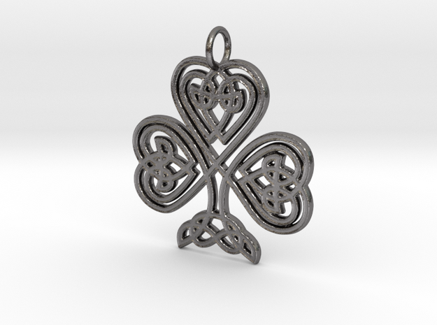 Celtic Shamrock Pendant Elegant Irish Charm in Polished Nickel Steel