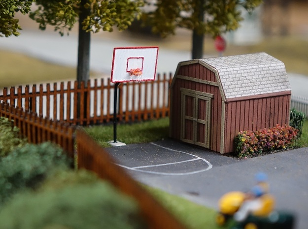 HO Scale Basketball Hoop in Smooth Fine Detail Plastic