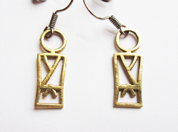 Martial Arts Earrings in Natural Brass