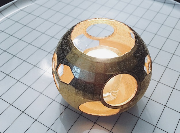 Tea Light Candle in Polished Gold Steel: Medium