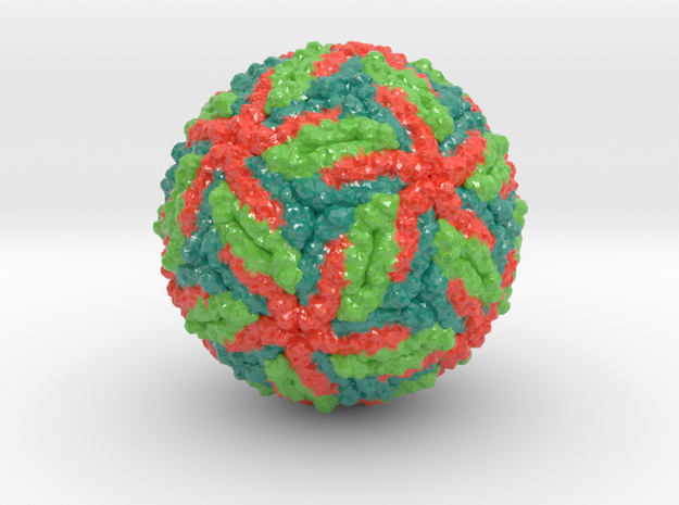 Zika virus (alternate color scheme) in Glossy Full Color Sandstone
