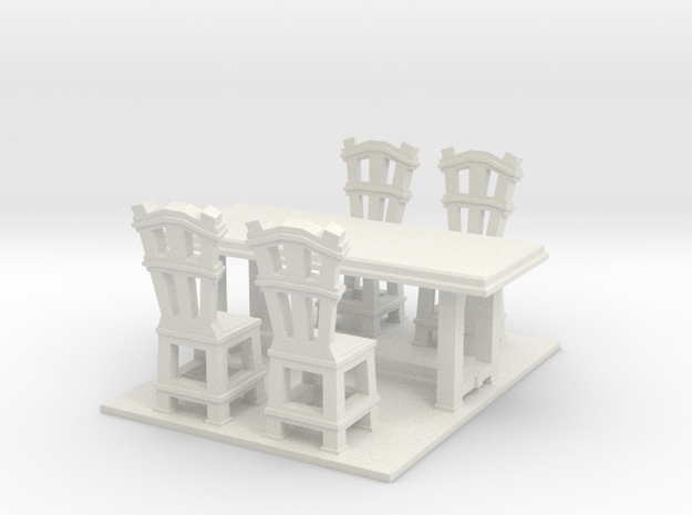 Dinner table and chairs 1.12 in White Natural Versatile Plastic